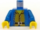 Part No: 973p39c01  Name: Torso Pirate Jacket Open with Silver Buttons over Brown Shirt, Black Belt with Buckle, Yellow Neck Pattern / Blue Arms / Yellow Hands