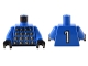 Part No: 973pb0083c02  Name: Torso Soccer Goalie Studded Armor on Front and No. 1 on Back Pattern / Blue Arms / Black Hands