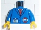 Part No: 973pb0265c01  Name: Torso Rescue Coast Guard Logo, Name Tag, Blue Collar, Red Tie Pattern / Blue Arms / Yellow Hands