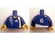Part No: 973pb0448c01  Name: Torso Soccer Adidas Logo Blue No. 6 Pattern (Stickers) / Blue Arms / Yellow Hands