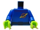 Lot ID: 83151769  Part No: 973pb0628c01  Name: Torso Space Uniform with Orange and Yellow Ringed Planet Logo, Dark Blue Belt, Dark Purple Collar Pattern / Blue Arms / Lime Hands