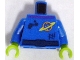 Part No: 973pb0689c01  Name: Torso Space Ringed Planet and Black Belt, Dirt Stains Pattern / Blue Arms / Lime Hands