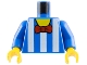 Part No: 973pb0947c01  Name: Torso White Vertical Stripes and Red Bow Tie Pattern / Blue Arms / Yellow Hands