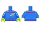 Part No: 973pb2316c01  Name: Torso Space Ringed Planet, Dark Pink Collar and Magenta Belt Pattern / Blue Arms / Lime Hands