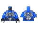 Part No: 973pb2648c01  Name: Torso Ninjago Dark Blue Straps, Silver Armor, Clasps and Lightning Emblem Pattern / Blue Arms / Black Hands