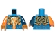 Part No: 973pb3034c01  Name: Torso Nexo Knights Armor, White and Orange Emblem with Falcon Pattern / Dark Blue Arm Left / Orange Arm Right / Pearl Gold Hands