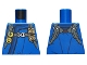 Part No: 973pb3614  Name: Torso Ninjago Robe with Dark Blue Hem and Dark Bluish Gray Harness Pattern