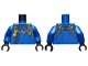 Part No: 973pb3614c01  Name: Torso Ninjago Robe with Dark Blue Hem and Dark Bluish Gray Harness Pattern / Blue Arms / Black Hands