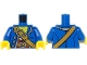 Part No: 973pb3956c01  Name: Torso Pirate Coat Open with Silver Buttons and Trim over White Shirt and Red Sash, Medium Nougat Belts with Buckles, Yellow Neck Pattern / Blue Arms / Yellow Hands