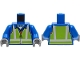 Lot ID: 361189511  Part No: 973pb4117c01  Name: Torso Safety Vest with Silver and Lime Reflective Stripes over Jacket with Orange Stripe Pattern / Blue Arms / Dark Bluish Gray Hands
