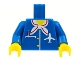 Part No: 973pb4443c01  Name: Torso Airplane Crew Female, Pocket, Pen, Scarf and Logo Pattern (Reissue with Inside Ribs) / Blue Arms / Yellow Hands