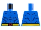 Part No: 973pb5397  Name: Torso Dark Blue Fur and Muscles Outline, Yellow Belt with Red X-Men Logo Buckle Pattern