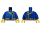 Part No: 973pb5531c01  Name: Torso Super Hero Costume with Dark Blue Muscles Outline, Yellow Belts and Pouches with Red Buckles Pattern / Blue Arms / Yellow Hands