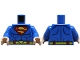 Part No: 973pb5988c01  Name: Torso Super Hero Costume with Dark Blue Muscles Outline, Red and Yellow Superman 'S' Logo, Belt with Hexagonal Clasp Pattern / Blue Arms / Light Nougat Hands