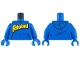 Part No: 973pb6135c01  Name: Torso Hoodie with Kangaroo Pocket and Yellow and Black Fabuland Logo Pattern / Blue Arms / Blue Hands