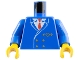 Part No: 973px1c01  Name: Torso Train Suit, Red Tie, Gold Buttons and Logo Pattern / Blue Arms / Yellow Hands
