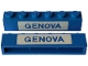 Part No: crssprt02pb073  Name: Brick 1 x 6 without Bottom Tubes with Cross Side Supports with Blue in White 'GENOVA' Pattern