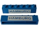 Part No: crssprt02pb074  Name: Brick 1 x 6 without Bottom Tubes with Cross Side Supports with Blue in White 'HAMBURG' Pattern