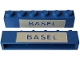 Part No: crssprt02pb075  Name: Brick 1 x 6 without Bottom Tubes with Cross Side Supports with Blue in White 'BASEL' Pattern