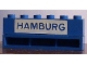 Part No: crssprt02pb74  Name: Brick 1 x 6 without Bottom Tubes with Cross Side Supports with Blue in White 'HAMBURG' Pattern
