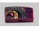 Part No: 11477pb091R  Name: Slope, Curved 2 x 1 x 2/3 with Magenta and Silver Dragon Eye Pattern Model Right Side