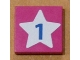 Lot ID: 126853013  Part No: 3068pb0186  Name: Tile 2 x 2 with Light Blue Star and Blue Number 1 Pattern (Sticker) - Set 5944