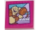 Part No: 3068pb2092  Name: Tile 2 x 2 with Tan Man with Medium Nougat Hook Playing Lavender Piano Pattern (Sticker) - Set 43187