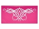 Part No: 87079pb0320  Name: Tile 2 x 4 with White Diamond with Curved Shadow Symbol and Tribal Scrollwork Pattern (Sticker) - Set 41180