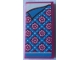 Part No: 87079pb0665  Name: Tile 2 x 4 with Bedspread with Magenta Flowers and Medium Blue Stripes and Corner Pulled Back Pattern (Sticker) - Set 41126