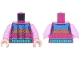Part No: 973pb6419c01  Name: Torso Cable Knit Sweater Vest with Blue, Dark Orange and Dark Turquoise Wide Stripes Pattern / Bright Pink Arms / Light Nougat Hands