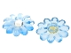 Part No: 46281c01  Name: Clikits, Icon Flower 10 Petals 2 x 2 Large with Pin, Polished with Glued Trans-Clear Center Cabochon