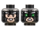 Part No: 3626cpb2930  Name: Minifigure, Head Dual Sided, Armor with Light Nougat Face, Silver Trim, Eyes Showing / Goggles with Green Lenses Pattern - Hollow Stud