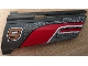 Part No: 44350pb027  Name: Technic, Panel Fairing #20 Large Long, Small Hole, Side A with Number 9, Curved Red Stripe, Black and White Lines Pattern (Sticker) - Set 8366