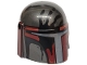 Part No: 87610pb28  Name: Minifigure, Headgear Helmet with Holes, SW Mandalorian with Dark Red and Dark Silver Visor and Black Handprint Pattern