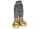 Part No: 92253c00pb32  Name: Mini Doll Hips and Trousers with Back Pockets with Metallic Gold Boots with Three Black Clasps on Each Boot Pattern