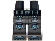Part No: 970c00pb1794  Name: Hips and Legs with Black Belt with Dark Silver Buckle, Dark Bluish Gray Harness Straps with Knee Pads, Metallic Light Blue Trim, Shoe Tips Pattern