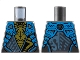 Part No: 973pb5964  Name: Torso Armored Tunic with Dark Azure Shoulder Panels, Metallic Light Blue Trim and Gold Ninjago Logogram Letter N over Chest Armor, Water Dragon Logo on Back Pattern