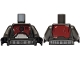 Part No: 973pb6482c01  Name: Torso SW Mandalorian Dark Red and Silver Armor Plates with Scratches, Dark Silver Belt Pattern / Pearl Dark Gray Arms / Black Hands