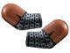 Part No: 981982pb385  Name: Arm, (Matching Left and Right) Pair with Molded Reddish Brown Short Sleeves and Printed Black and Silver Chain Mail Pattern