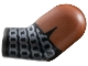Part No: 981pb385 Name: Arm, Left with Molded Reddish Brown Short Sleeve and Printed Black and Silver Chain Mail Pattern Part No: 981pb385 Name: Arm, Left with Molded Reddish Brown Short Sleeve and Printed Black and Silver Chain Mail Pattern
