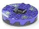 Part No: 98318c01pb01  Name: Turntable 6 x 6 x 1 1/3 Round Base Serrated with Dark Purple Top and Lime, White and Dark Green Venomari Pattern (Ninjago Spinner)