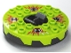 Part No: 98318c02pb01  Name: Turntable 6 x 6 x 1 1/3 Round Base Serrated with Lime Top and Red, White and Black Fangpyre Pattern (Ninjago Spinner)