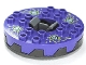 Lot ID: 208956898  Part No: bb0549c01pb01  Name: Turntable 6 x 6 x 1 1/3 Round Base Serrated with Dark Purple Top and Lime, White and Dark Green Venomari Pattern (Ninjago Spinner)