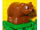 Part No: 2334c02pb02  Name: Duplo Bear Baby Cub on Green Base with Black and White Eyes Round, Black Round Nose Pattern