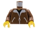 Part No: 973p70c01  Name: Torso Bomber Jacket and Black T-Shirt Pattern / Brown Arms / Yellow Hands