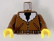 Part No: 973pa5c01  Name: Torso Bomber Jacket, Belt, & Black Shirt Pattern / Brown Arms / Yellow Hands