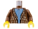 Part No: 973pb0011c01  Name: Torso Harry Potter Cardigan Sweater over Blue Striped Shirt Pattern / Brown Arms / Yellow Hands