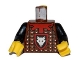 Part No: 973pb0727c01  Name: Torso Castle Knights Kingdom Wolf Head, Studded Armor, Red Collar Pattern / Black Arms / Yellow Hands