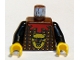 Part No: 973px137c01  Name: Torso Castle Knights Kingdom Bull's Head, Studded Armor, Red Collar Pattern / Black Arms / Yellow Hands
