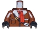Part No: 973px179c01  Name: Torso Adventurers Orient Leather Jacket and Red Scarf Pattern / Brown Arms / Black Hands